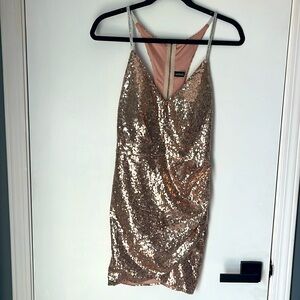 Rose gold sequin dress